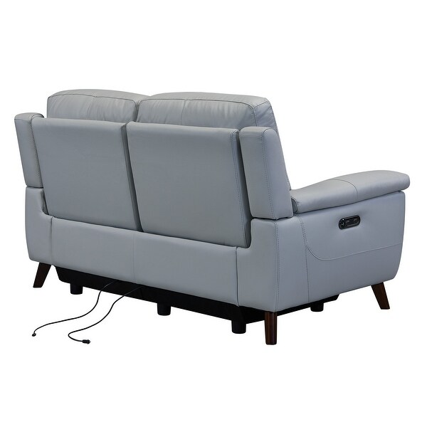 19 Inch Power Reclining Leather Loveseat with USB Port， Gray