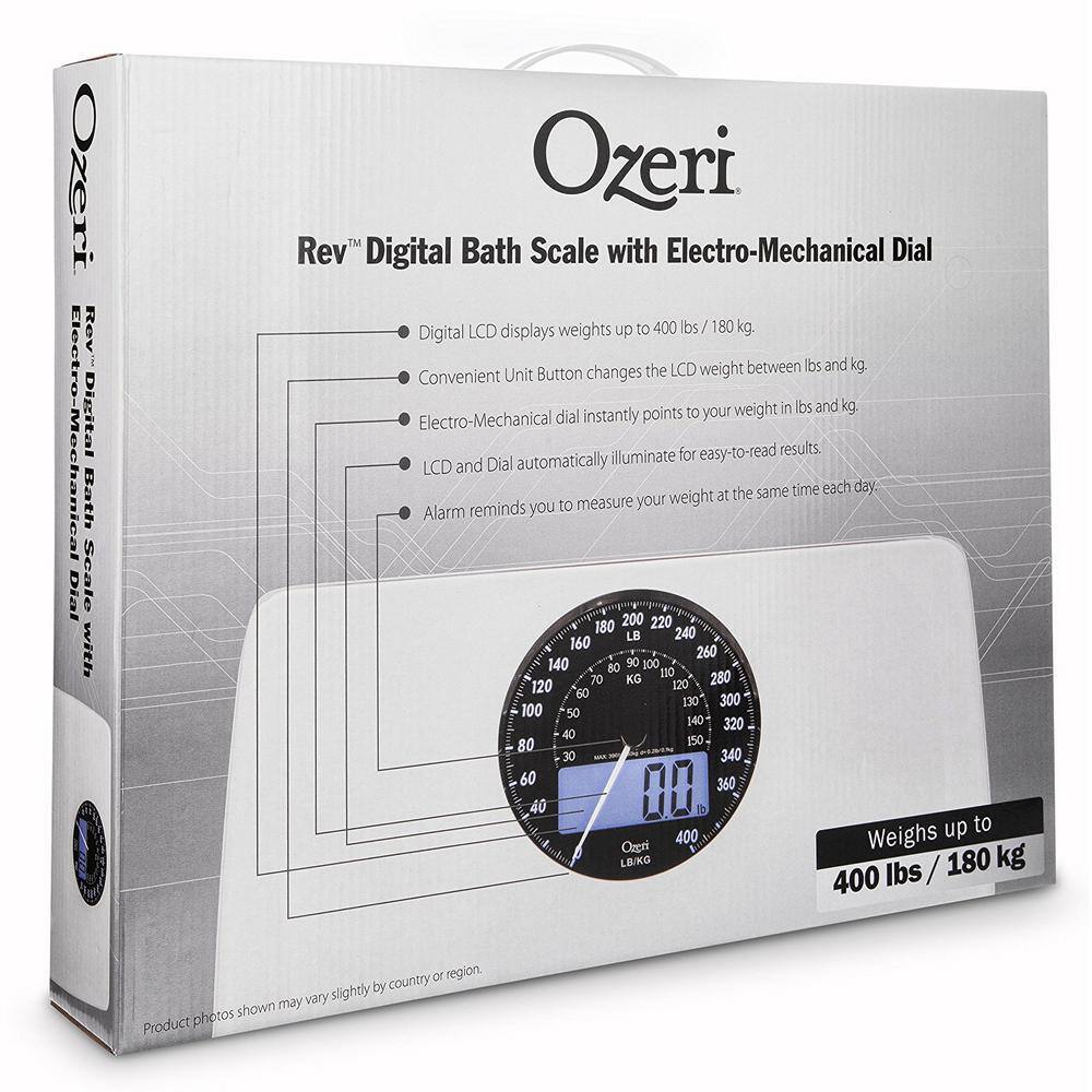 Ozeri Rev Digital Bathroom Scale with Electro-Mechanical Weight Dial ZB23-W