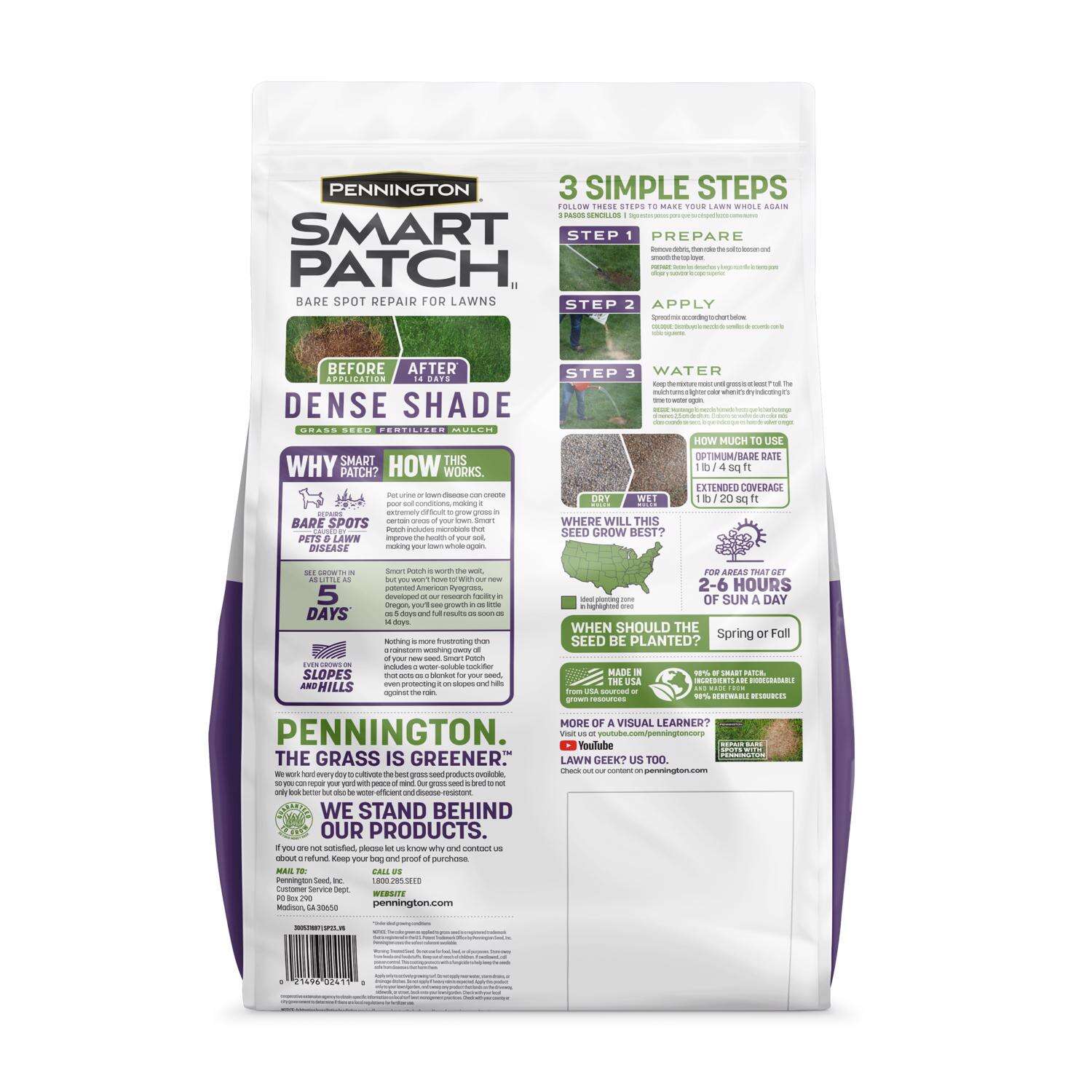 Pennington Smart Patch Mixed Dense Shade Seed/Fertilizer/Mulch Repair Kit 10 lb