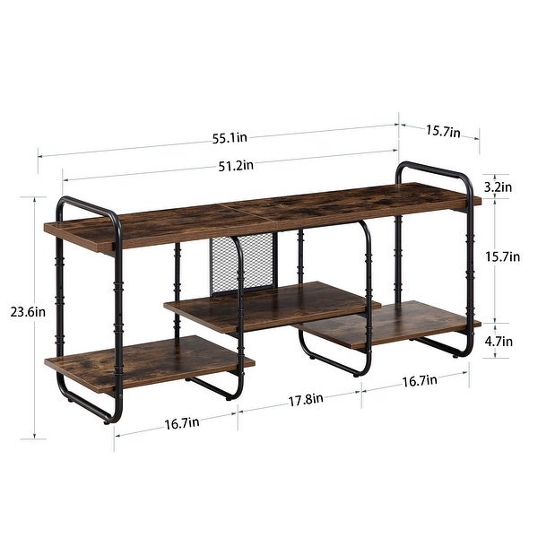 Entertainment Center TV Stand with 3-Tier Storage Shelves