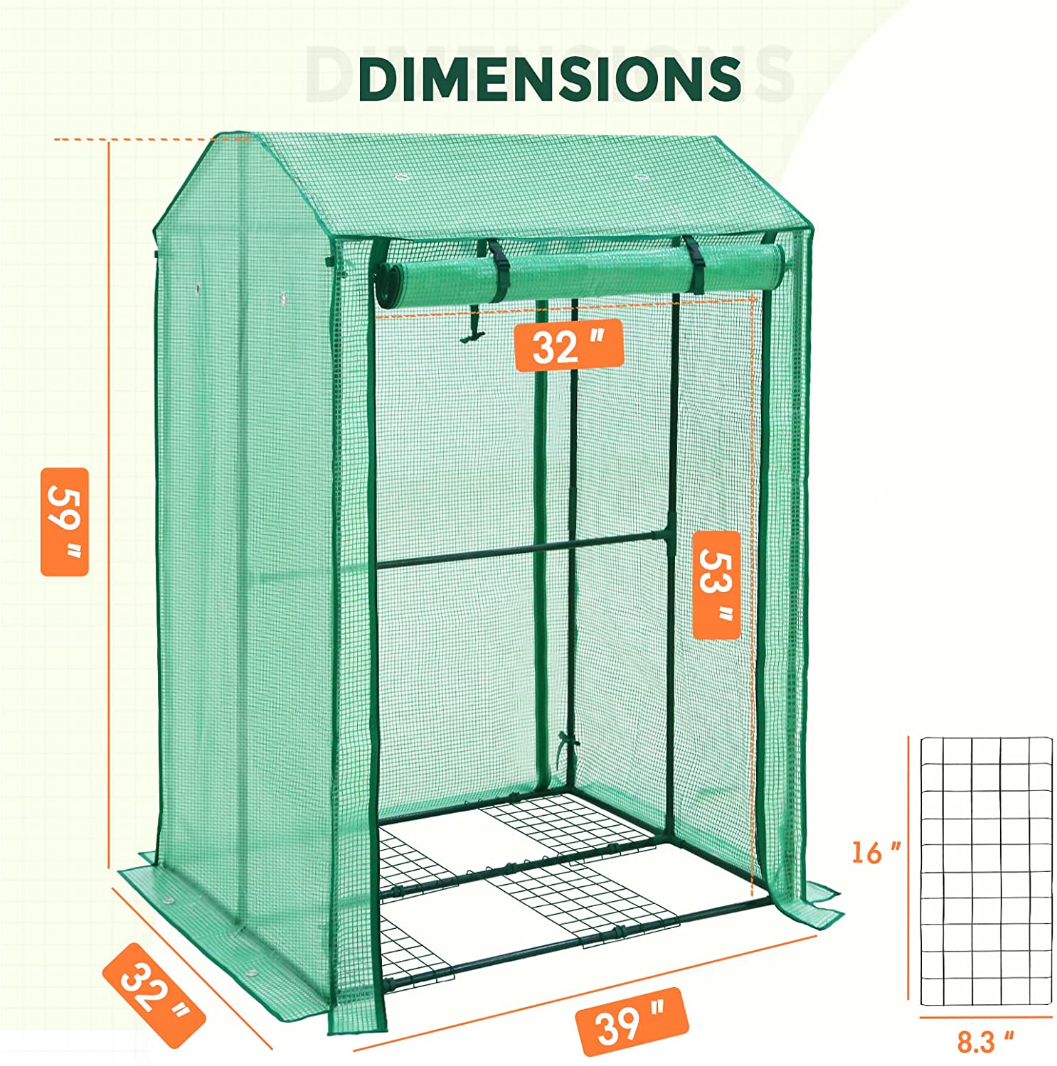 EAGLE PEAK Outdoor Tomato Hot House / Greenhouse with Double Roll-up Zippered Doors, Vertical Cold Frame Grow House for Vegetables, Flowers, 39 x 32 x 59 Inches, Green (Double Growbag)