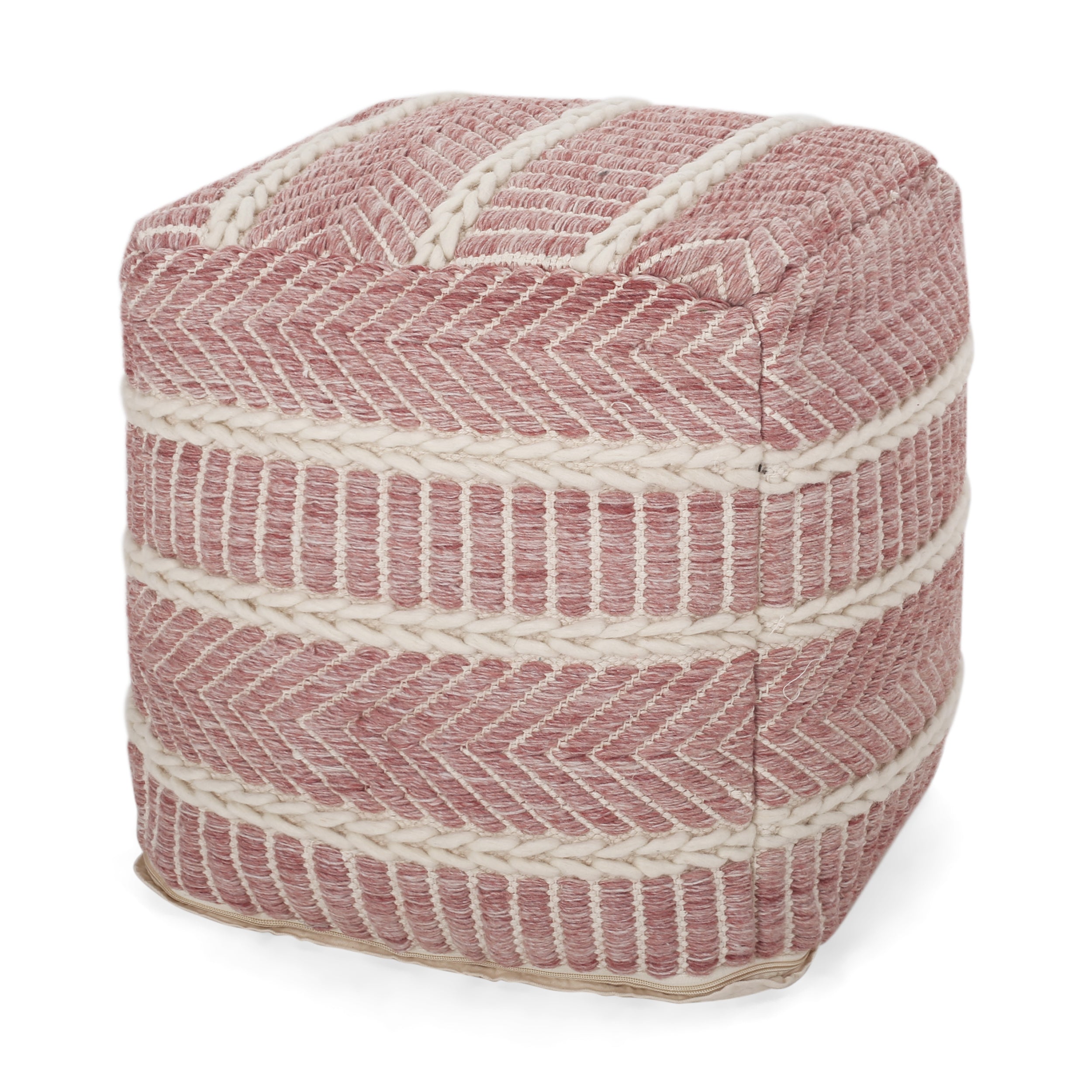 Alexandros Boho Hand Woven Boho Fabric Cube Pouf