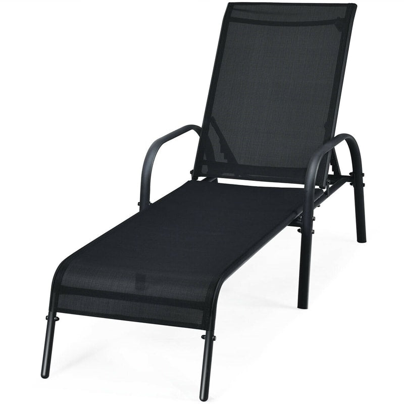 5-Position Fabric Folding Outdoor Chaise Lounge Chair, Lightweight Pool Chair Patio Lawn Recliner Sun Lounger