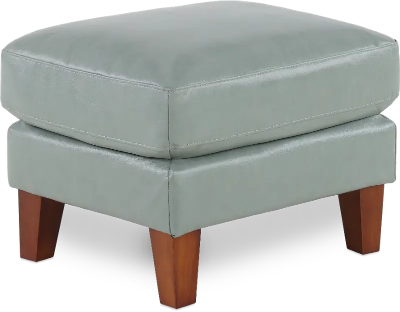 Palmer Ice Blue Leather Ottoman