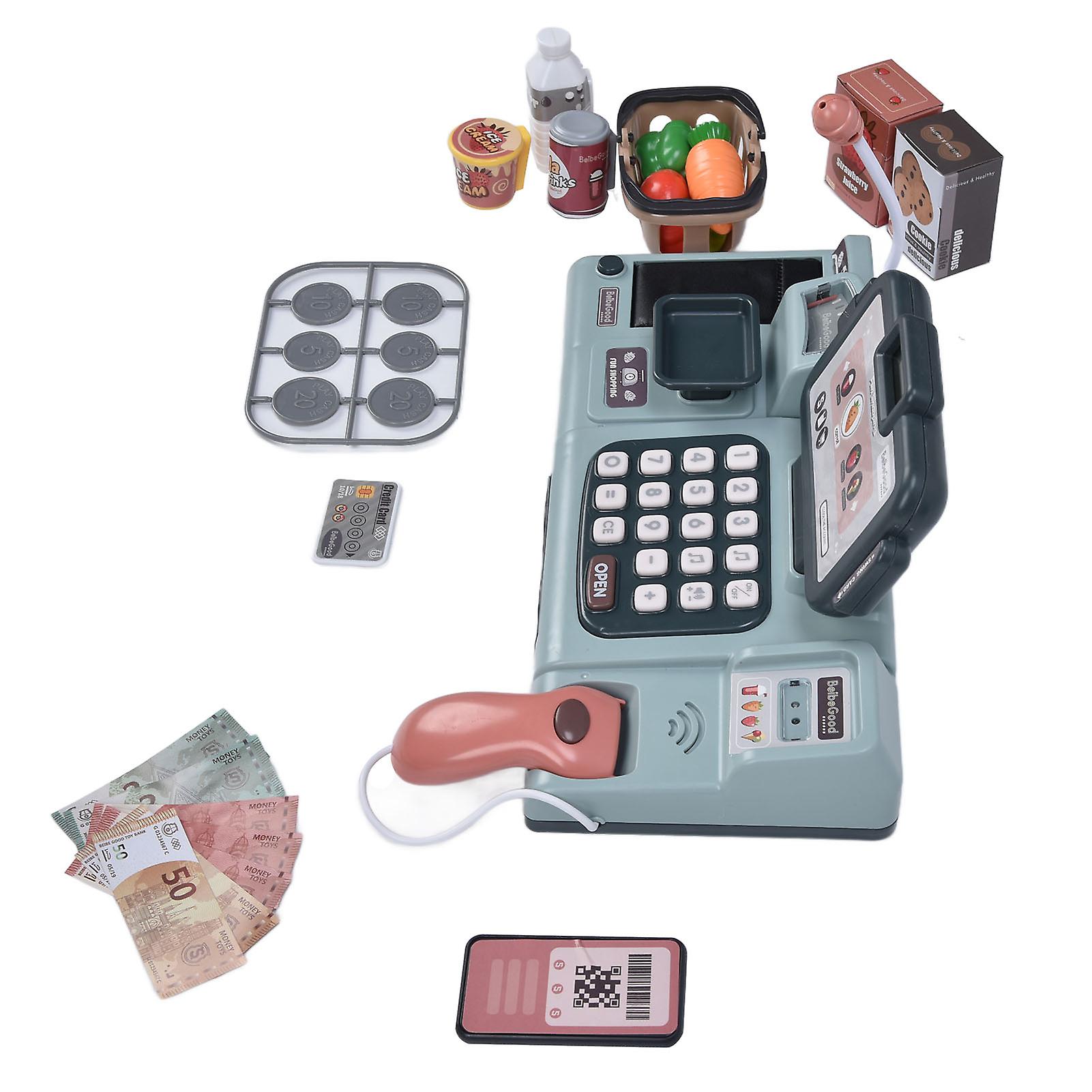 Children Cash Register Toy Pretend Play Electronic Cash Register Toy With Light Soundsblue