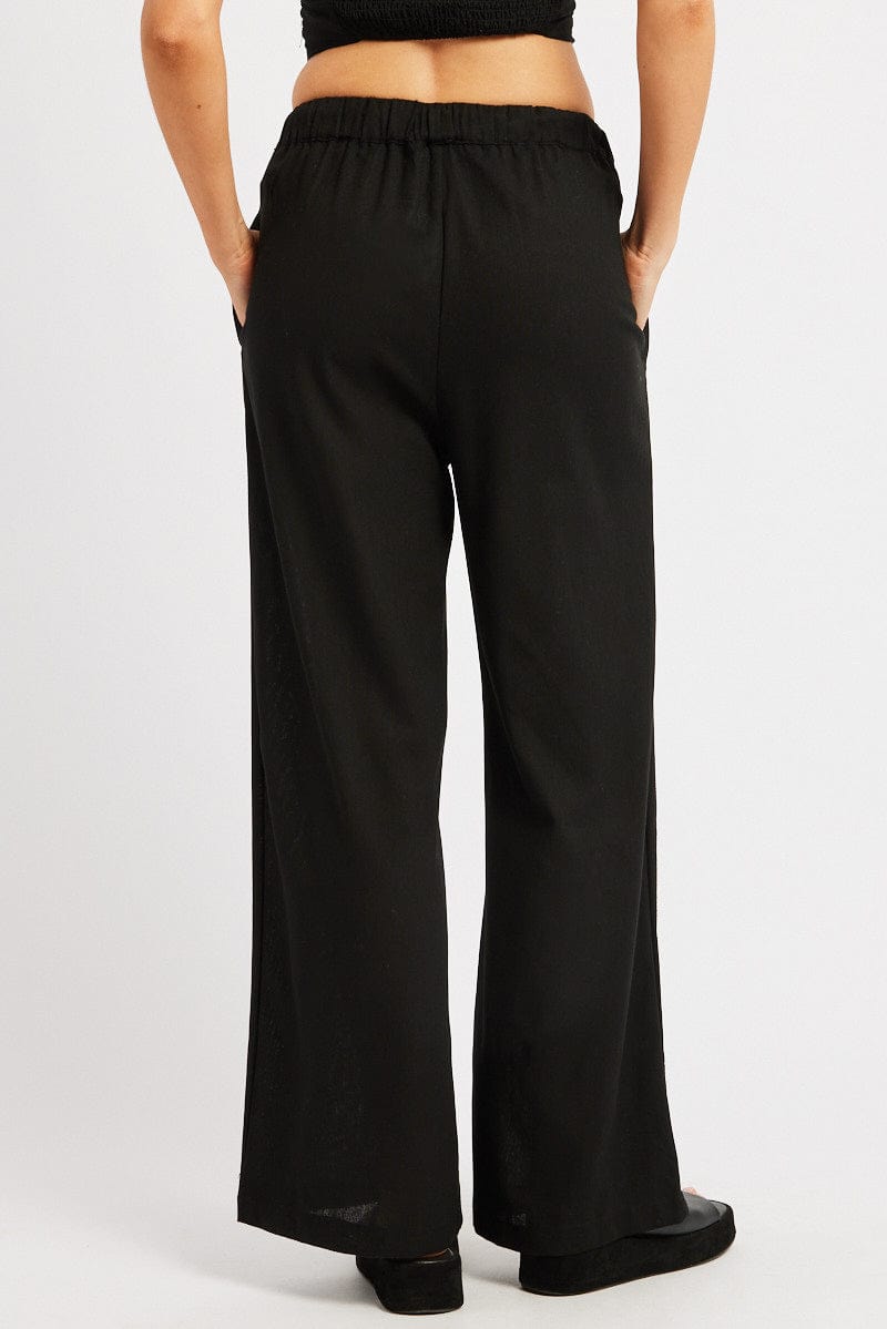 Black Wide Leg Pants Elasticated Waist