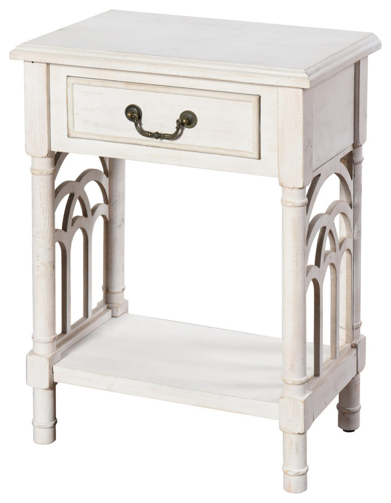 Signature End or Side Table  White With Distressing  20 quot  French Country   Side Tables And End Tables   by GwG Outlet  Houzz