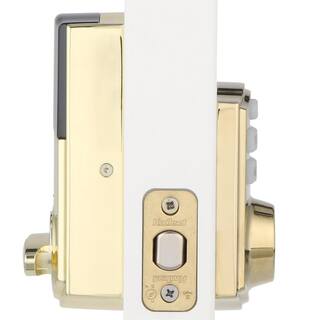 Kwikset Z-Wave SmartCode 914 Lifetime Polished Brass Single Cylinder Electronic Deadbolt Featuring SmartKey Security 914TRLZW500L03R