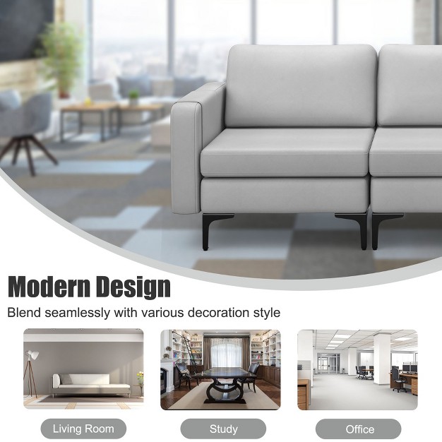 Costway Modern Modular 3 seat Sofa Couch W Side Storage Pocket amp Metal Leg