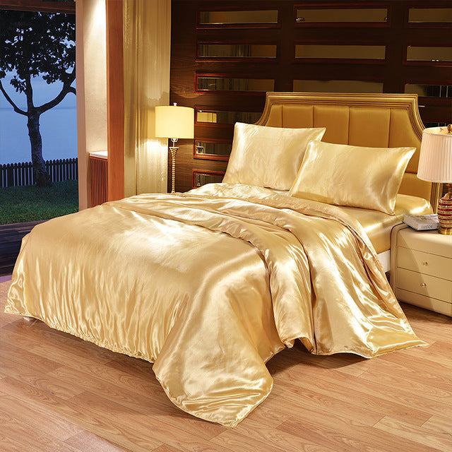 Luxury Satin Silk Duvet Cover 3 pcs Set