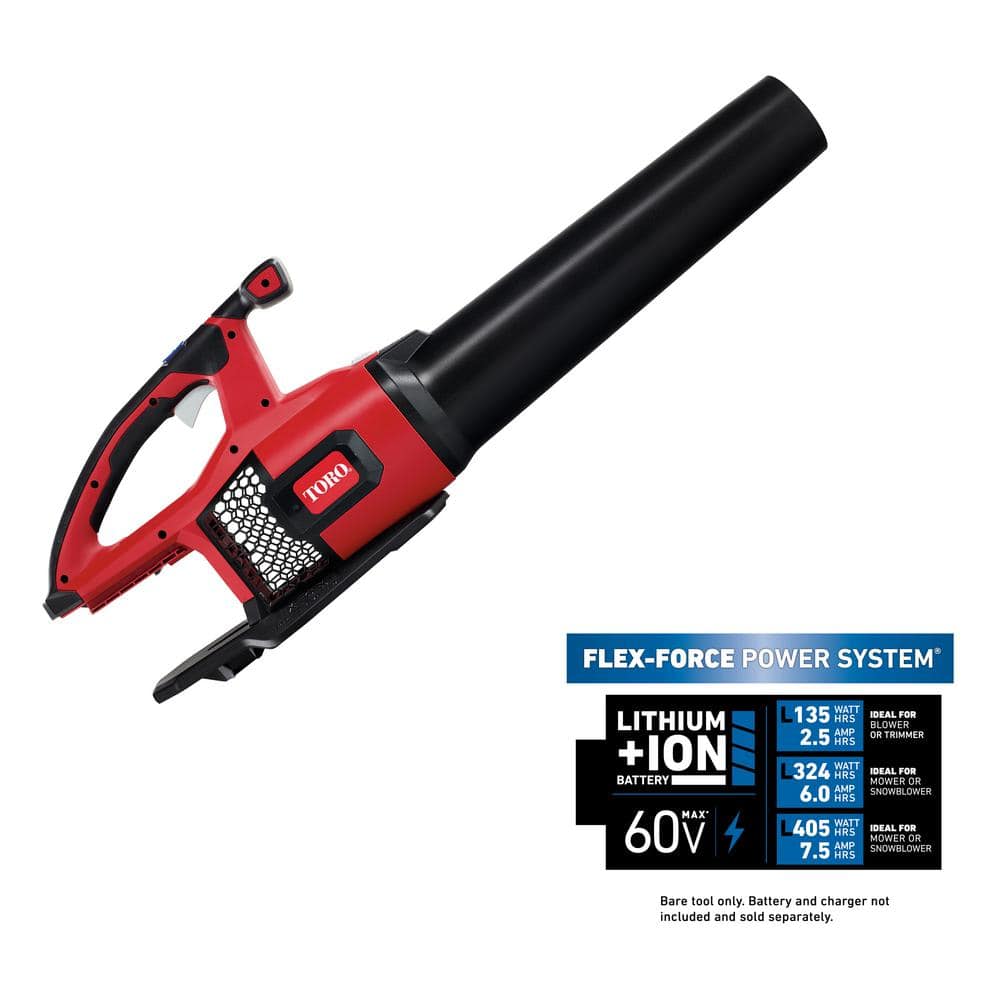 Toro 120 MPH 605 CFM 60Volt Max LithiumIon Brushless Cordless Leaf Blower  Battery and Charger Not Included