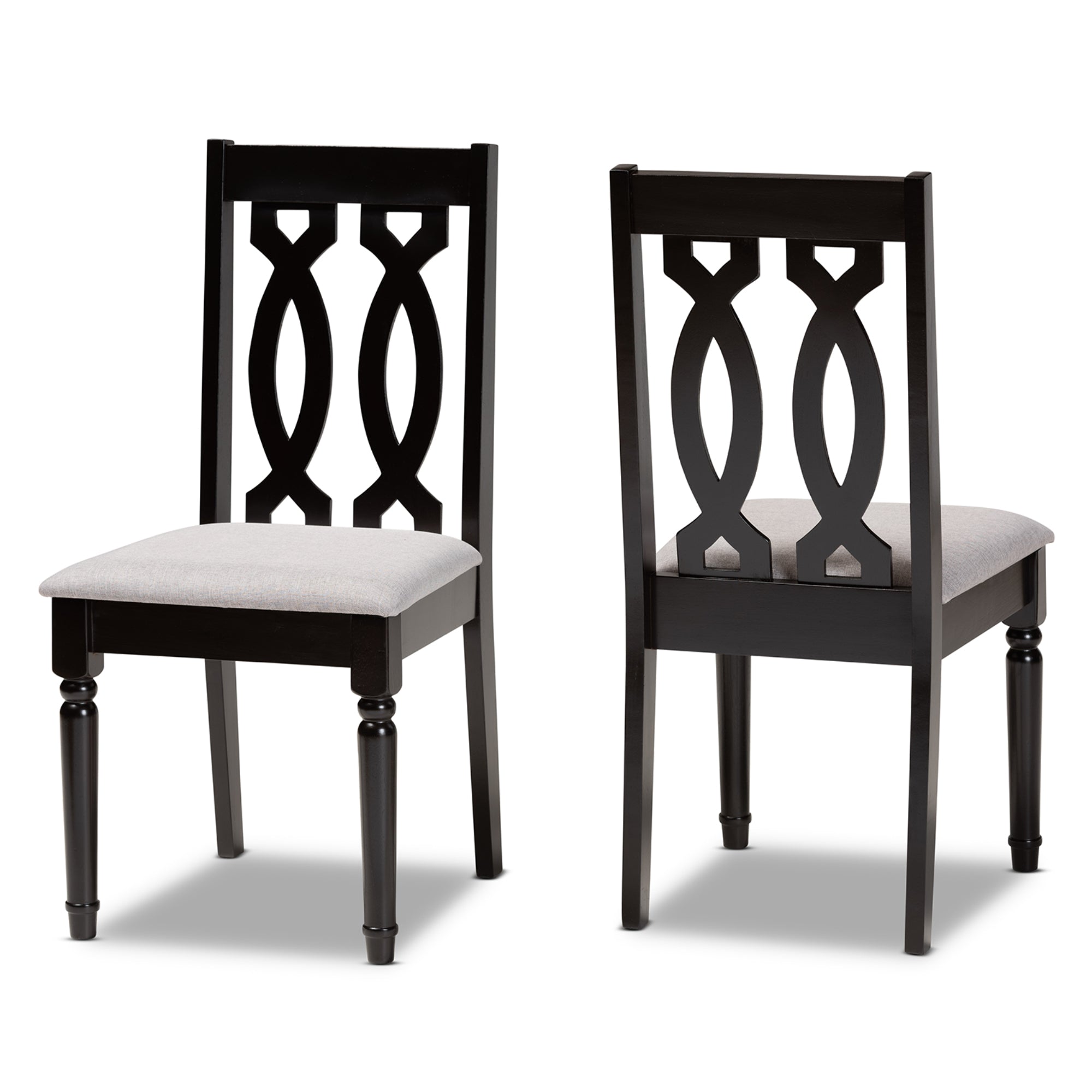 Baxton Studio Cherese Dining Chair， Set of 2， Grey and Dark Brown