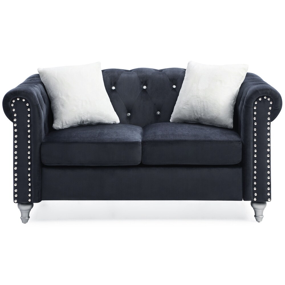 Raisa Microsuede Velvet Tufted Loveseat