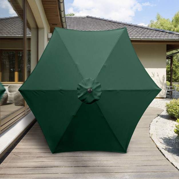 9 x27 X 9 x27 Steel Market Polyester Patio Umbrella With Crank Lift And Push button Tilt Hunter Green Astella