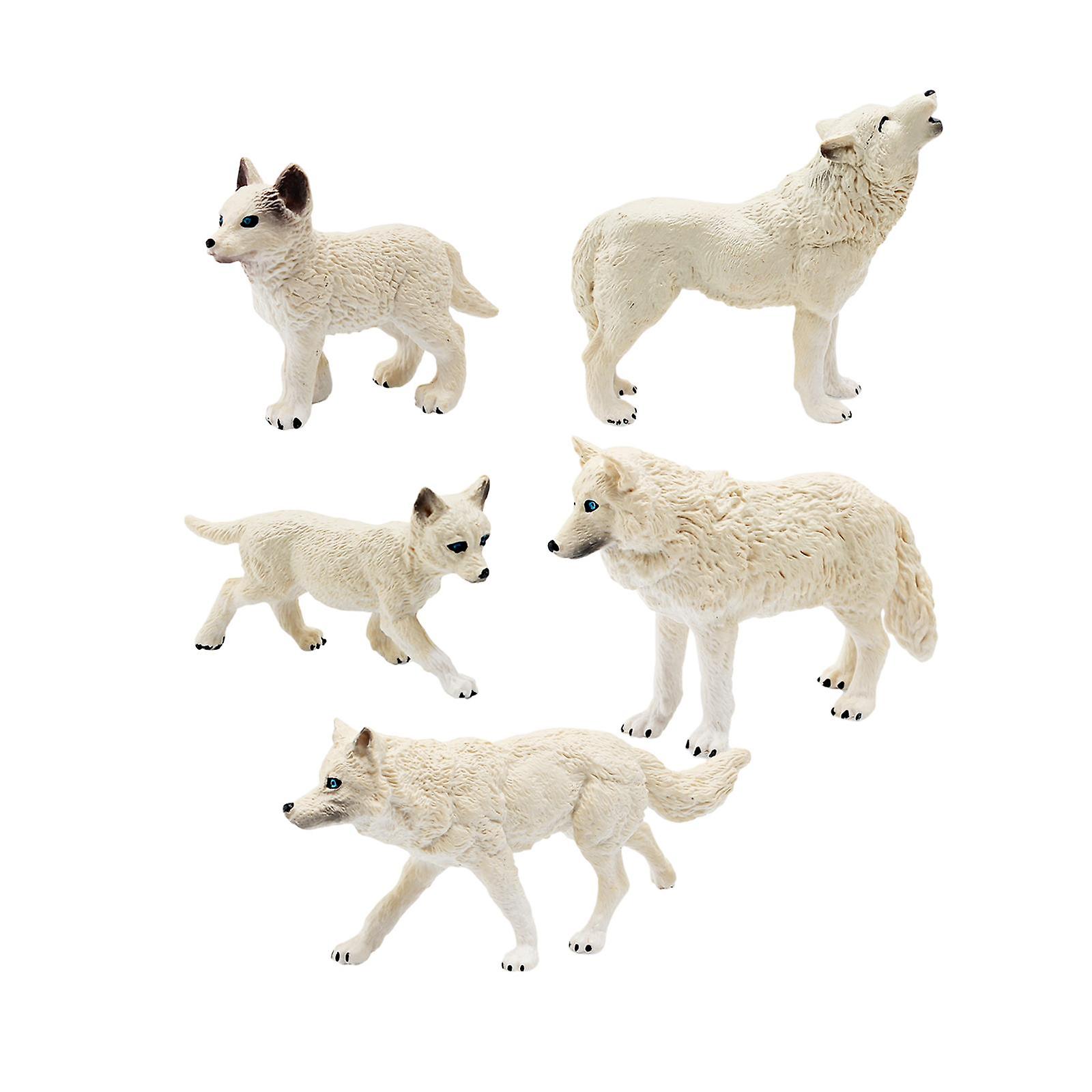 5pcs Wolf Toy Figurines Wolf Playset Model For Xmas Present Educational Toys