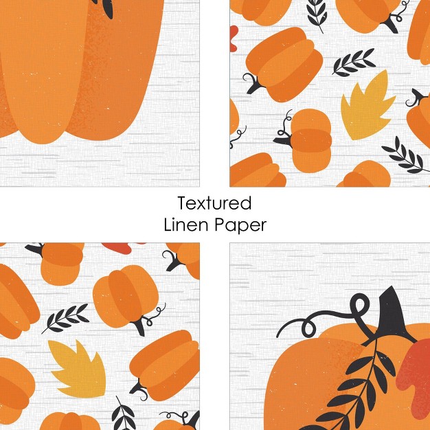 Big Dot Of Happiness Fall Pumpkin Unframed Autumn Halloween And Thanksgiving Linen Paper Wall Art Set Of 4 Artisms 8 X 10 Inches