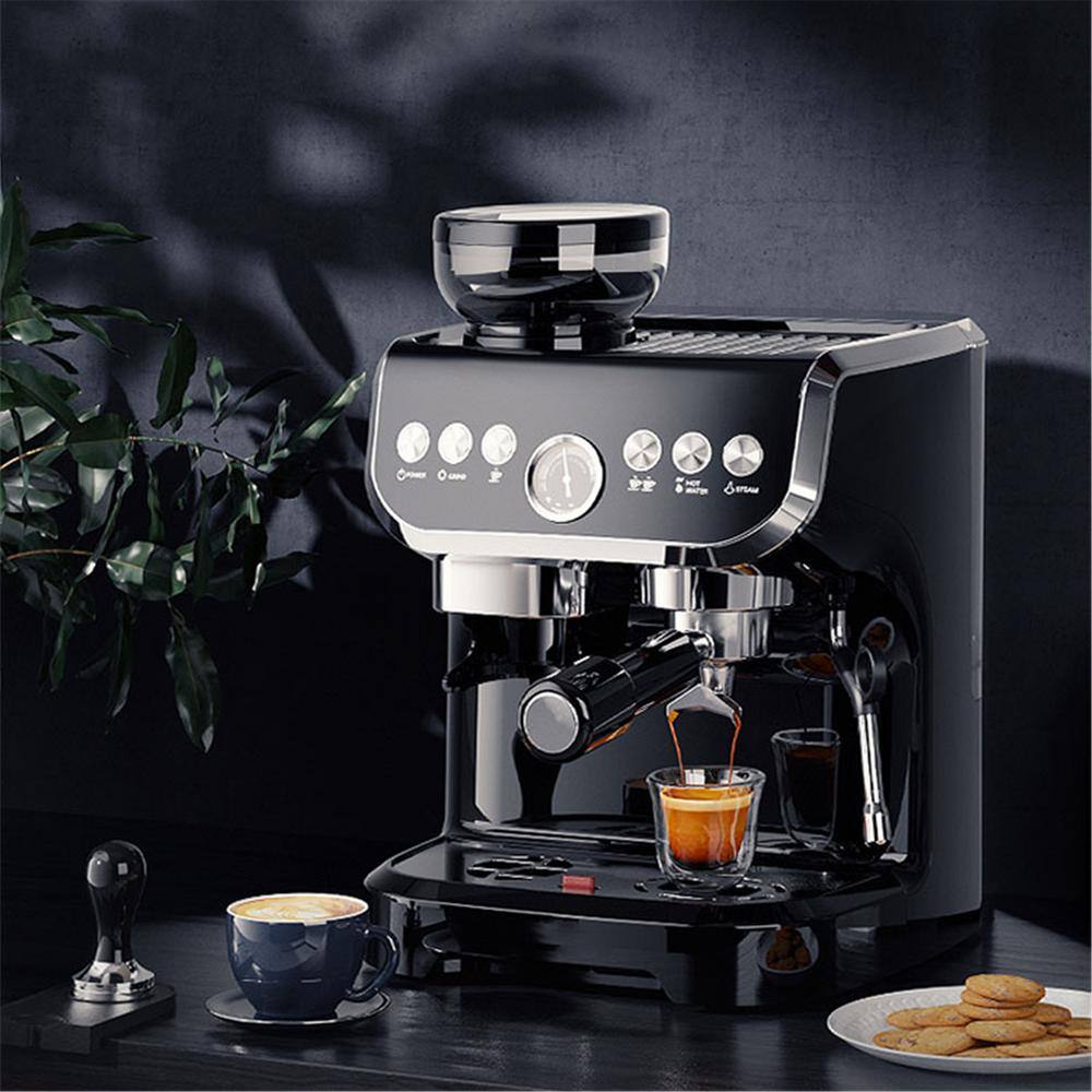 Edendirect 10 Cup Black Drip Espresso Machine Coffee Maker with Build in grinder Automatic off Milk Froth TWWJACXY517E