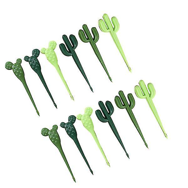 18pcs Cactus Shape Fruit Forks Lovely Dessert Forks Cartoon Cake Forks Party Supplies For Home Banqu