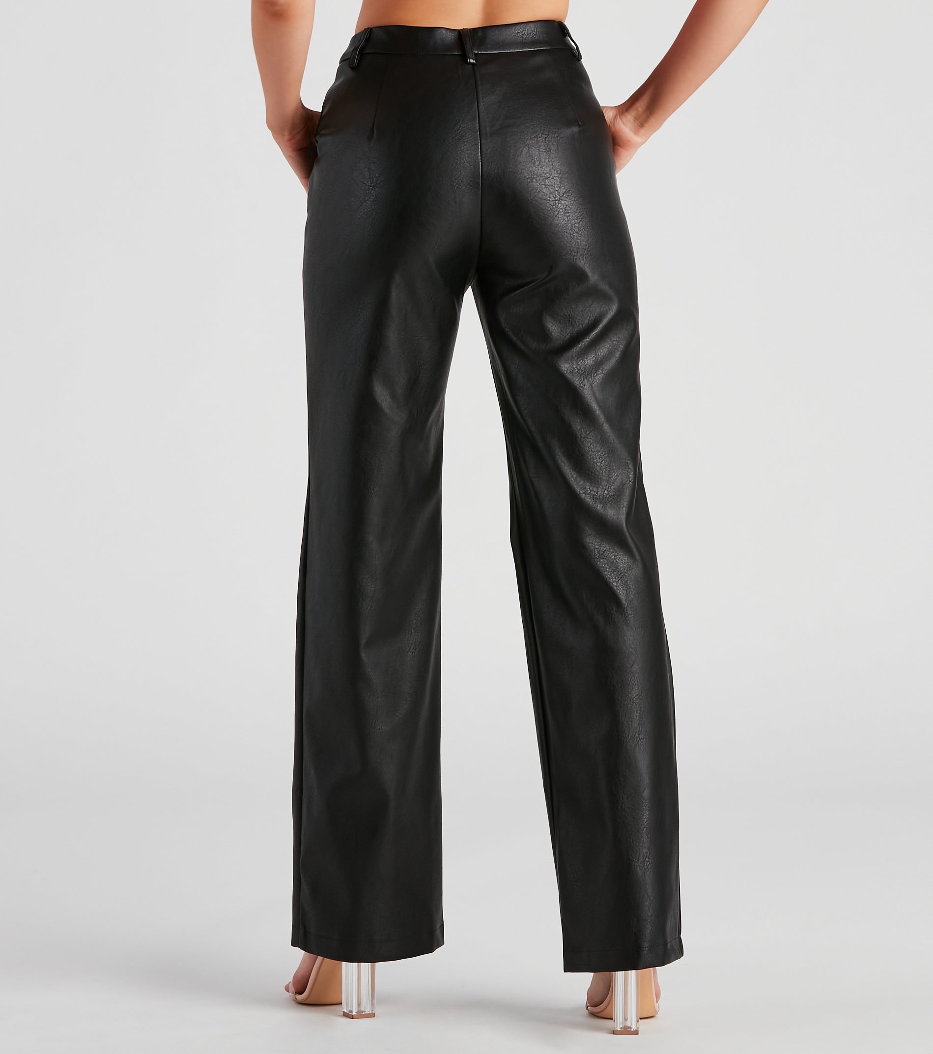 Sleek Faux Leather Straight-Leg Pants