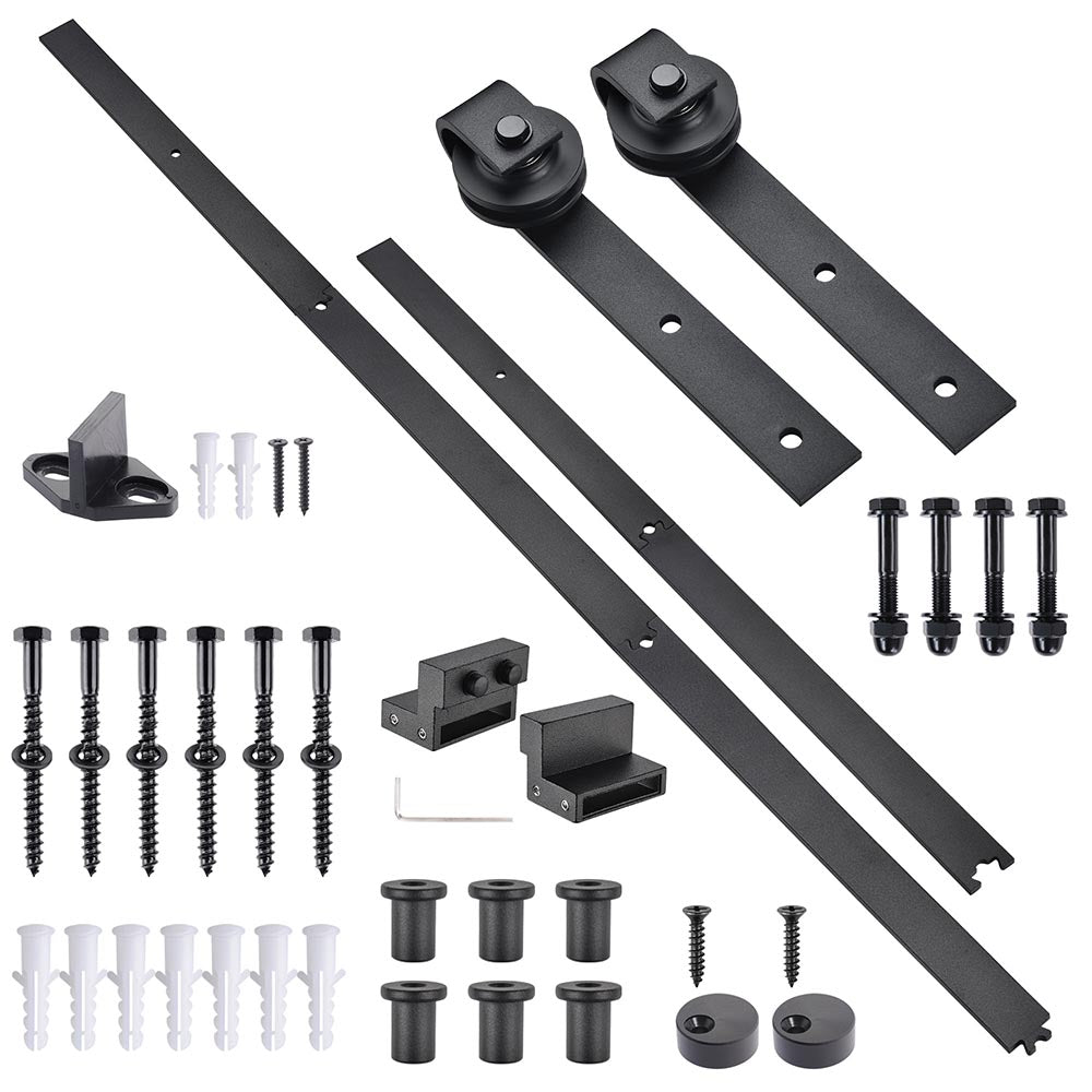 6.6' Single Sliding Barn Door Hardware Set Cabinet Roller Track