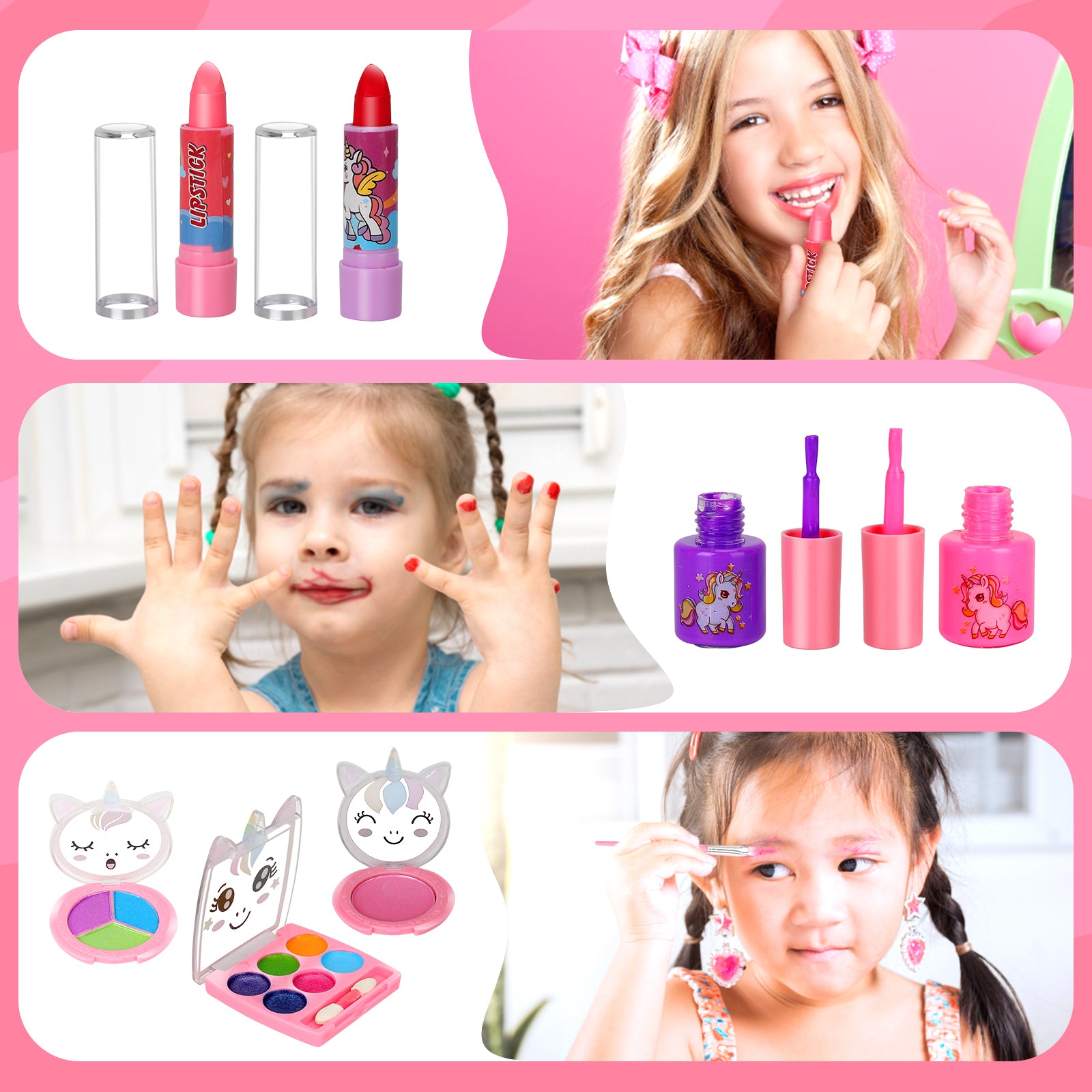 Kids Makeup Set for Girls， Sendida Real Washable Makeup Toy for Little Girl Princess Play Make Up Birthday Gift Toy for Toddler Kid Girls Children Age 4 5 6 7 8 9 10 Year Old