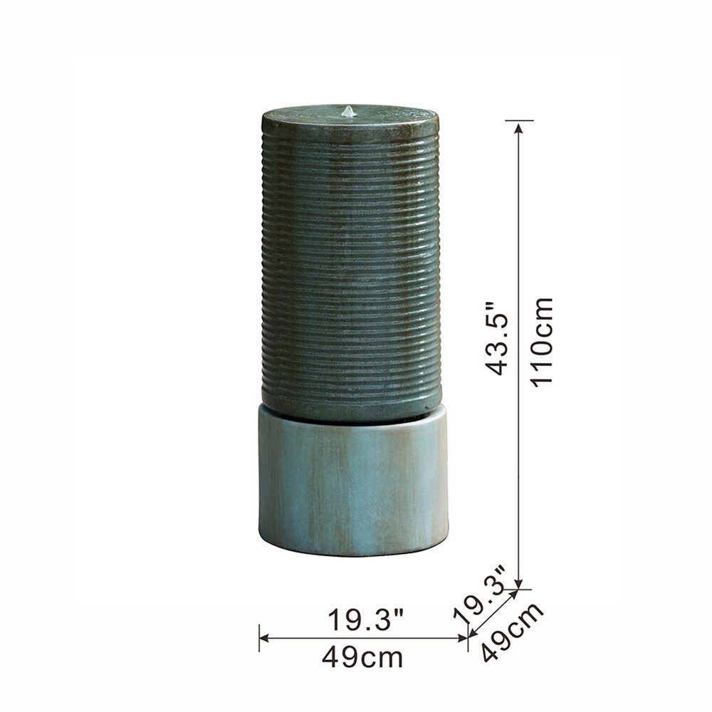 Large Round Ribbed Tower Water Fountain