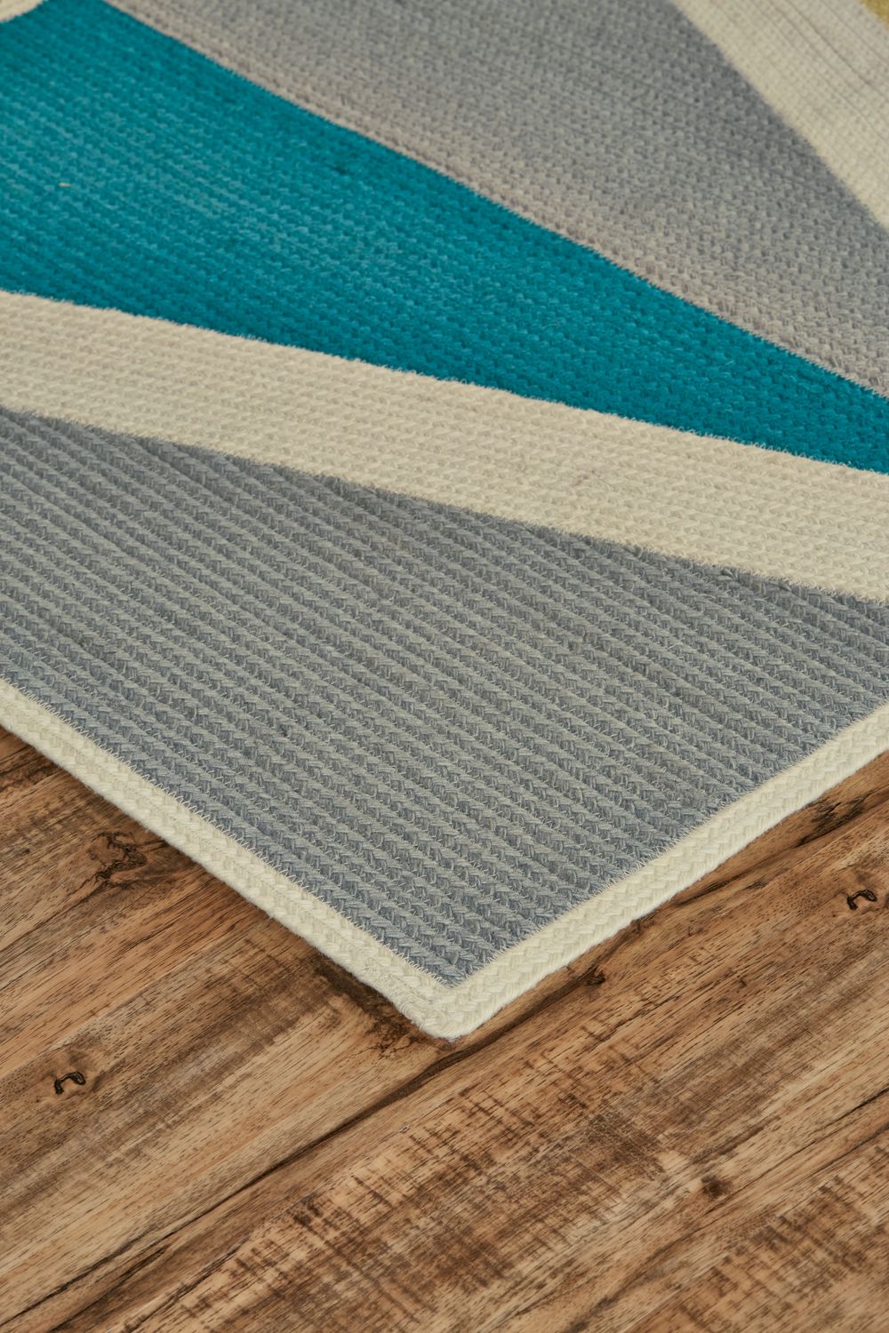 Chole Machine Braided Blue and Yellow Rug by BD Fine