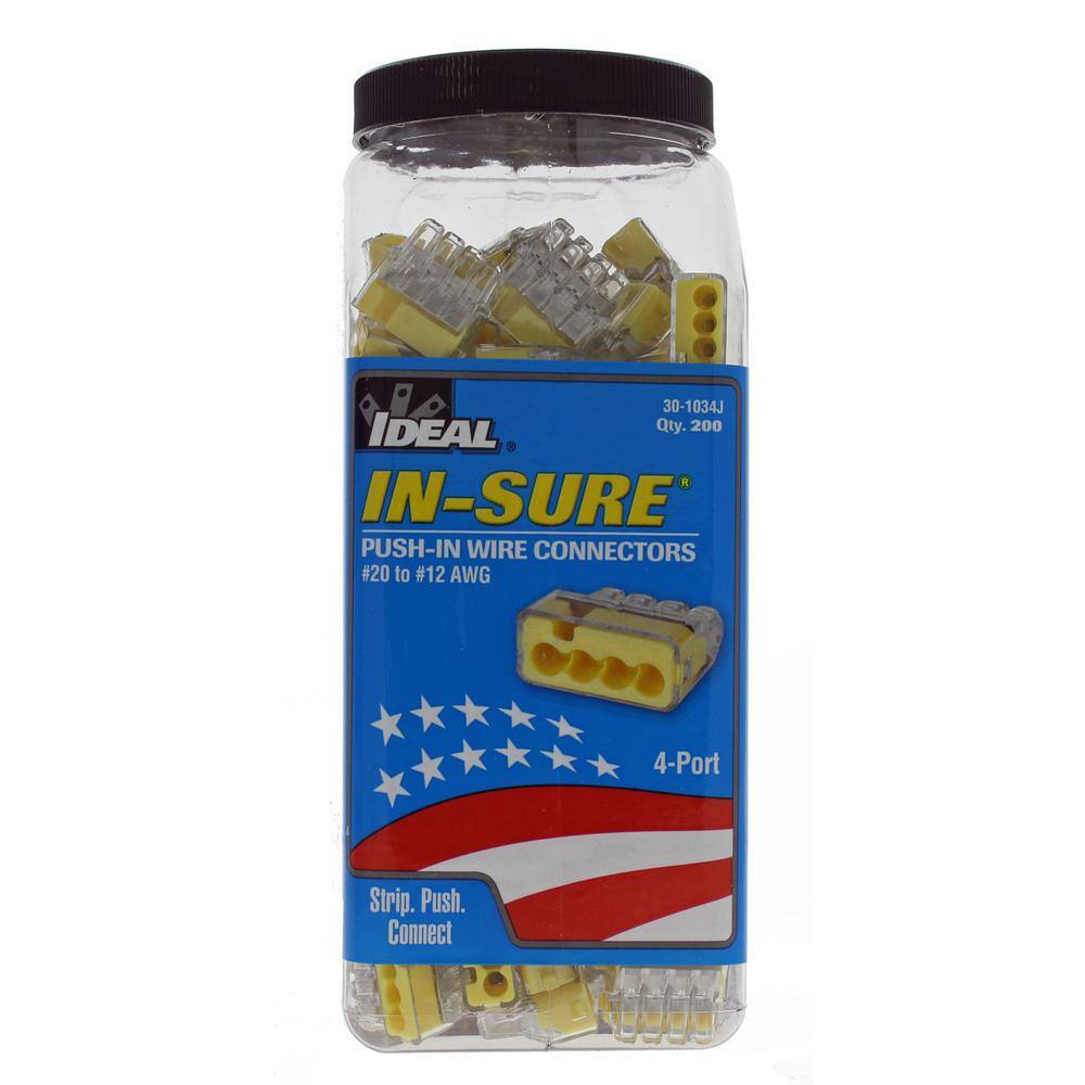 IDEAL In-Sure 4-Port Yellow Wire Connectors (200-Jar) 30-1034J