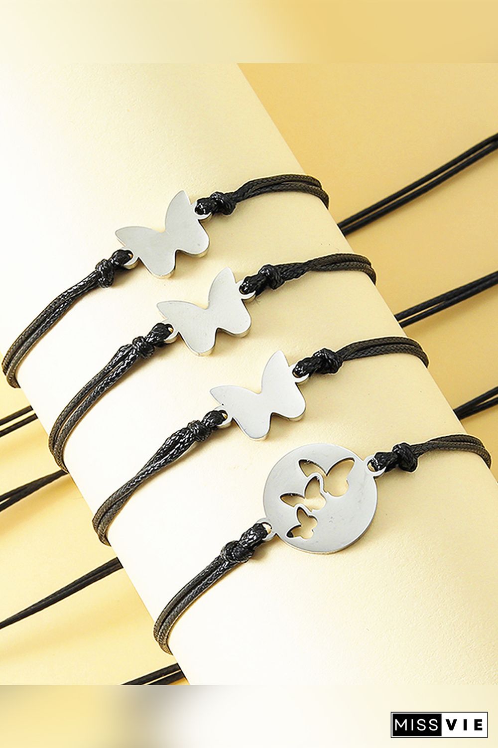 Hollow Butterfly Mother's Day Parent-Child Card Braided Bracelet Wholesale MOQ 5pcs