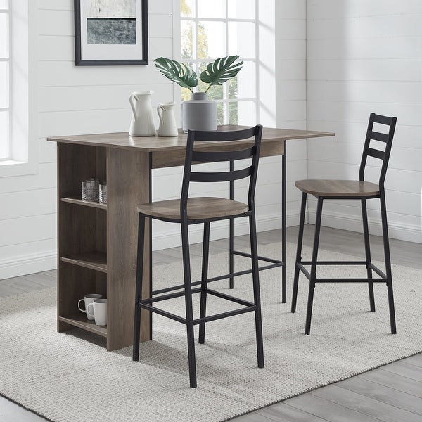 3 - Piece Drop Leaf Grey Wash Counter Height Dining Set