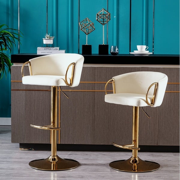 Bar Stools with Chrome Footrest and Base (Set of 2)