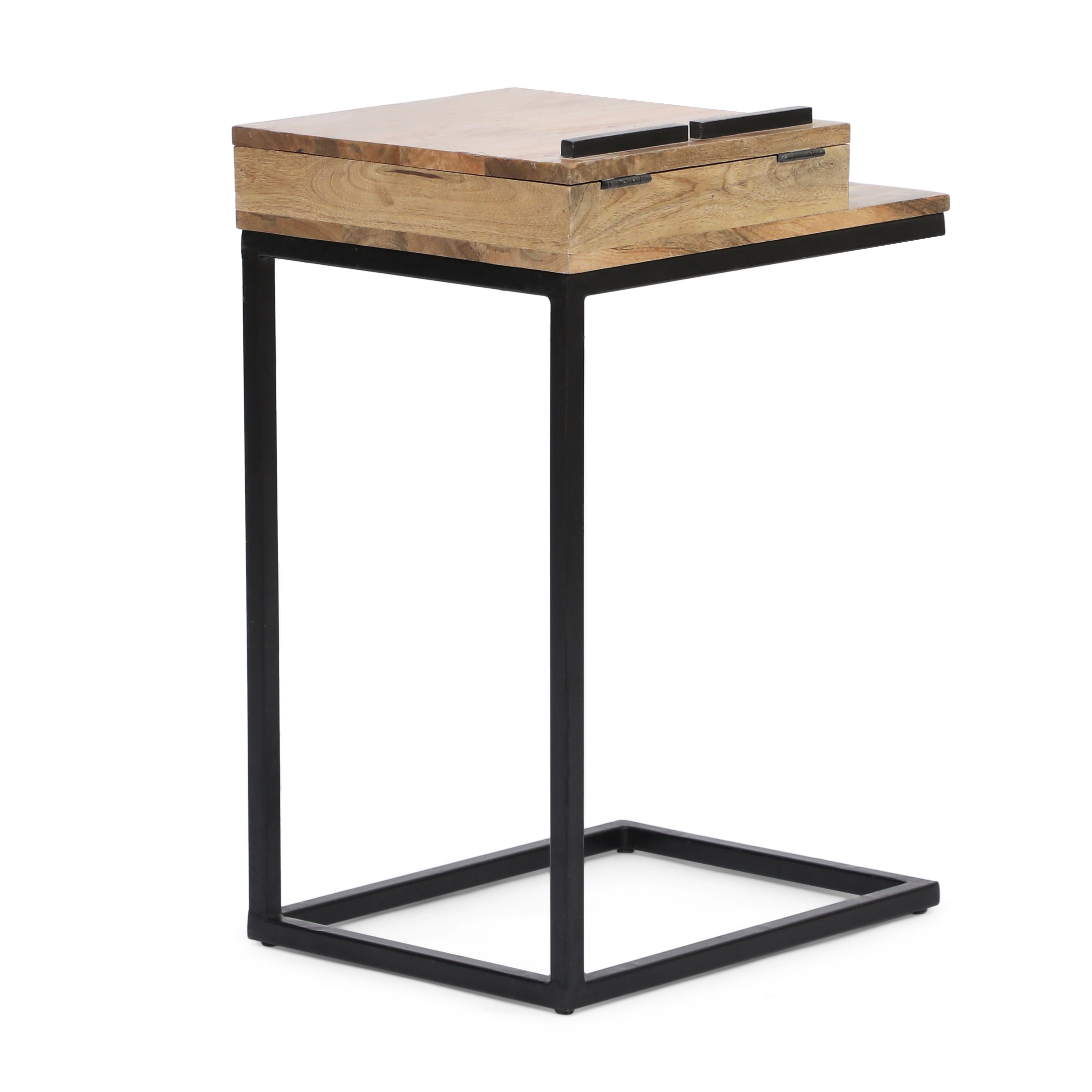 Rosita Industrial Mango Wood C-Shaped End Table