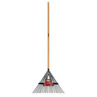 Husky 53 in. Long Wood Handle 22 in. Steel Leaf Rake 77844-950