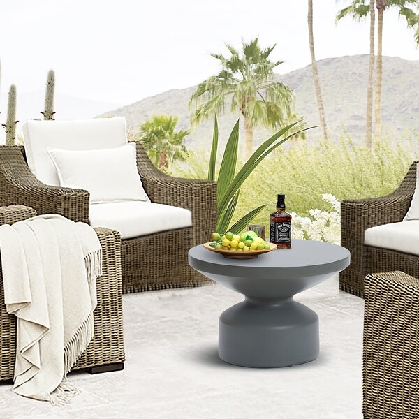 Grey MgO Round Coffee Table，Indoors and Outdoors