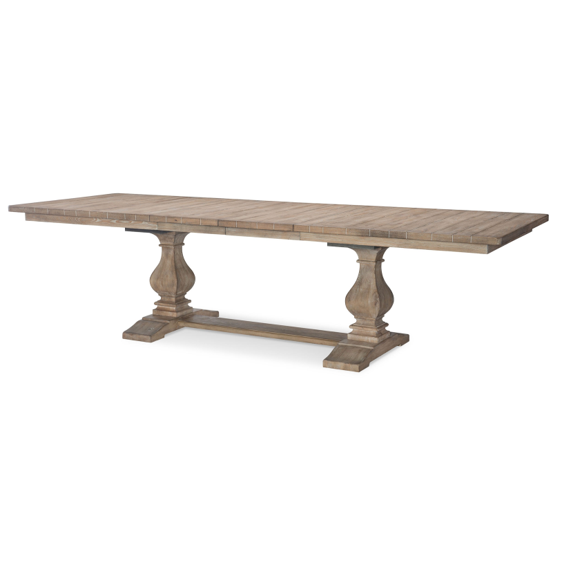 Amalfi Extendable Trestle Dining Table in Sun-Bleached Cypress