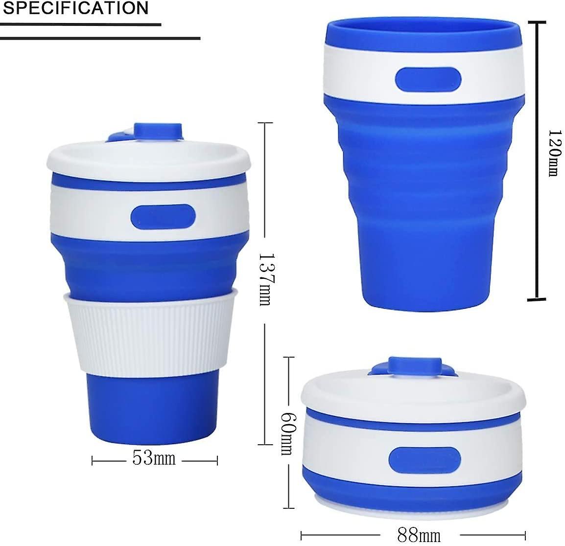 Collapsible Coffee Cup， 2 Pack Portable Foldable Travel Coffee Mug， 12oz/ 350ml Durable And Reusable Camping Cup， Silicone Pocket Scald-proof Cup With