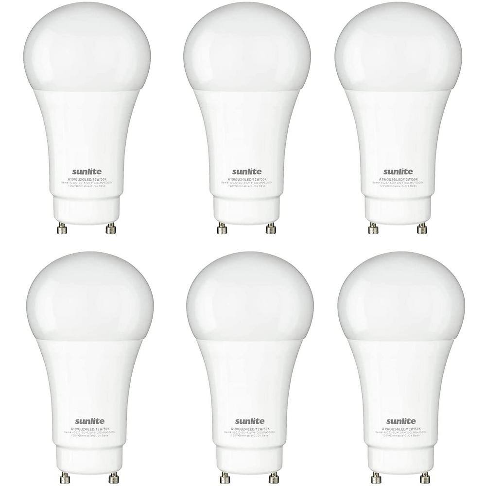 Sunlite 75-Watt Equivalent A19 Dimmable GU24 Twist Base 1100 Lumens LED Light Bulb in Daylight 5000K (6-Pack) HD03251-6