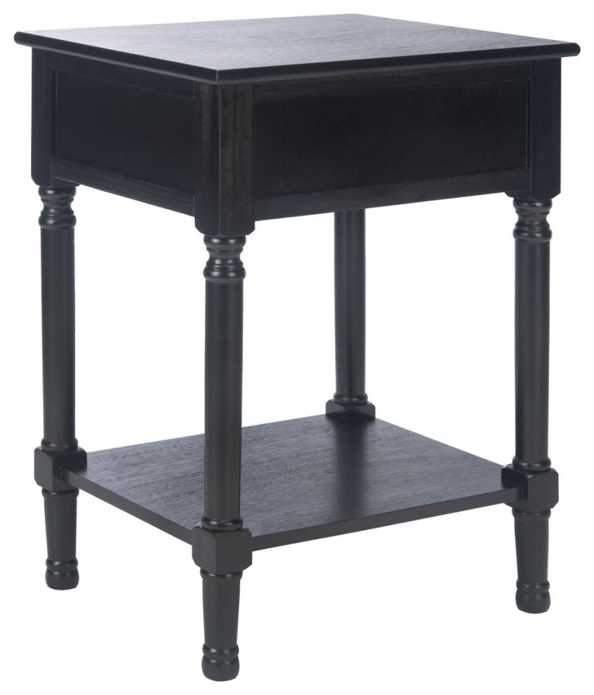 Parish One Drawer Accent Table Black   Traditional   Side Tables And End Tables   by AED Luxury Home Decor  Houzz