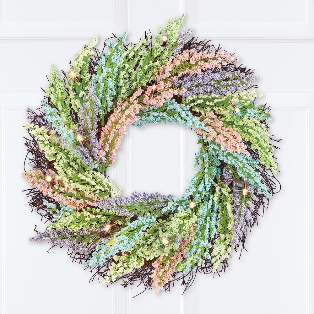 LED Lighted Pastel Beaded Wreath