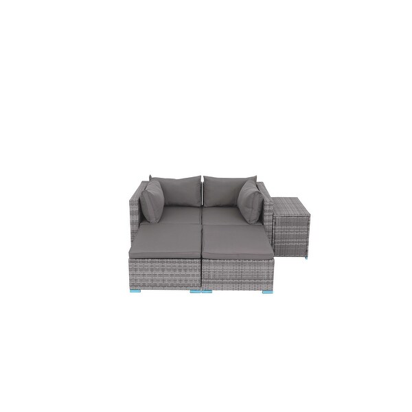 5piece Patio Furniture Wicker Sectional Sofa Set with Cushions