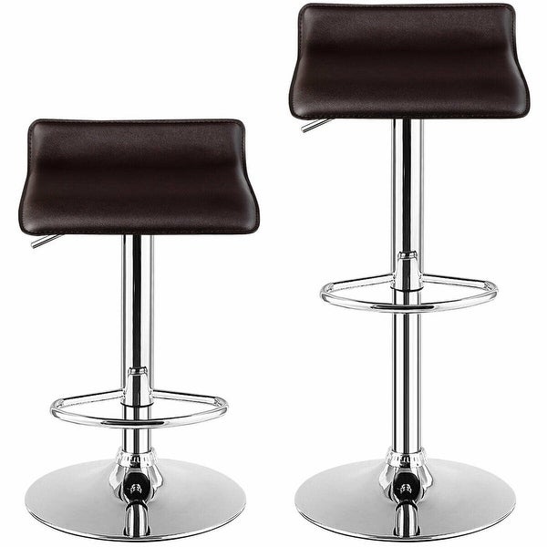 Set of 2 Adjustable PU Leather Backless Bar Stools