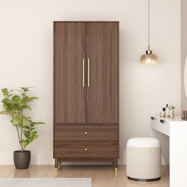 Wardrobe Closet Armoire with 2 Doors Wooden Clothes Storage Cabinet - - 36854163