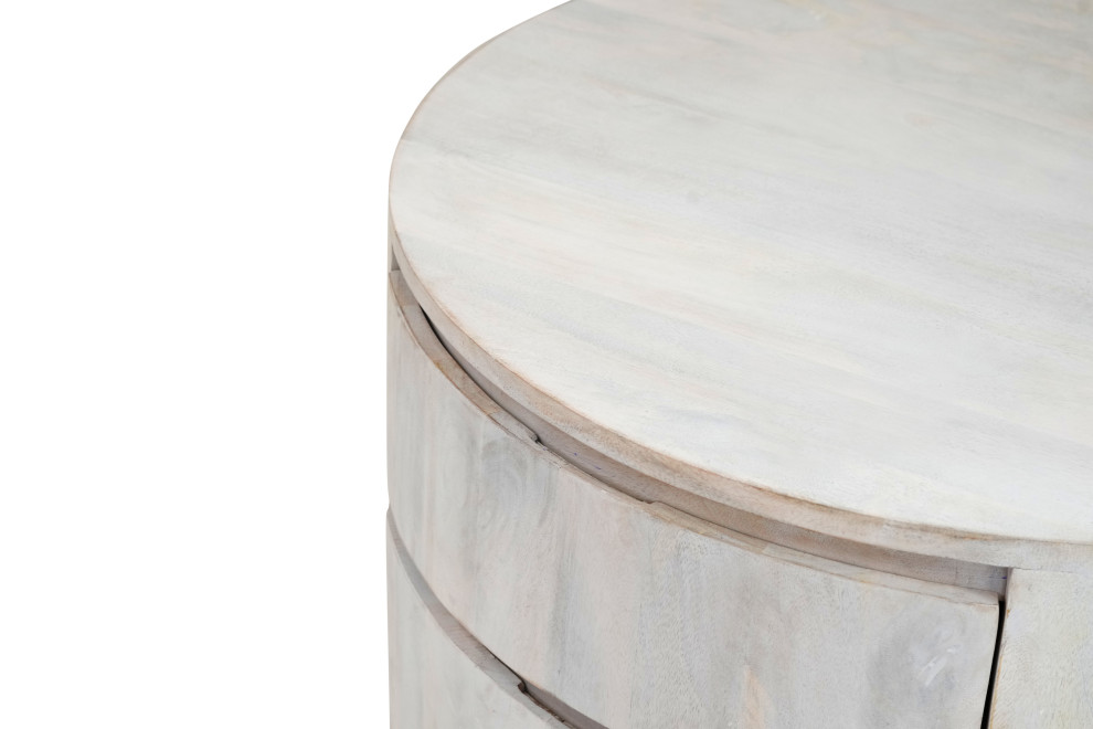 Christa 2 Drawer 30 quotRound Coffee Table  Whitewash   Coffee Tables   by CAROLINA CLASSICS  Houzz