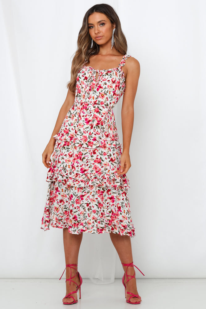 La Isla Bonita Midi Dress Fuchsia