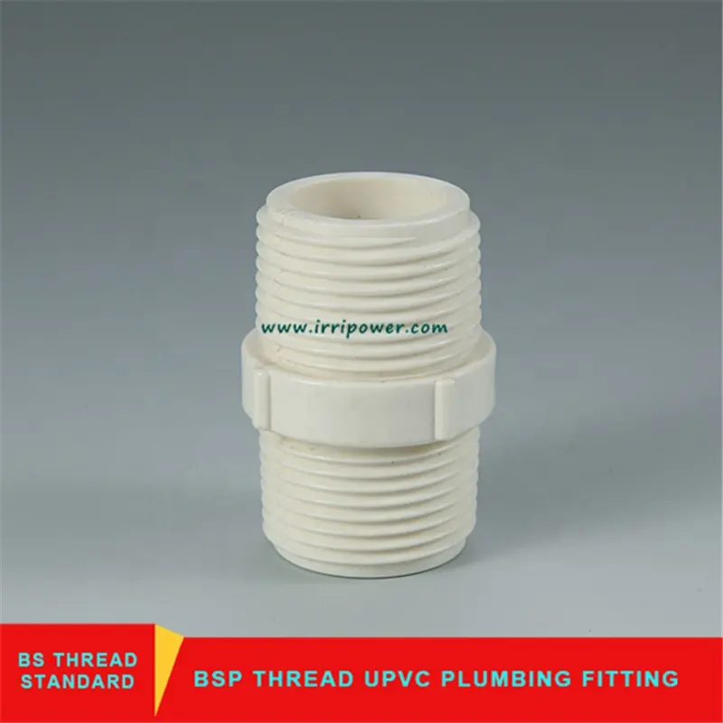 BS4346 Standard UPVC BSP Thread Connector PVC Plastic Nipple Connector