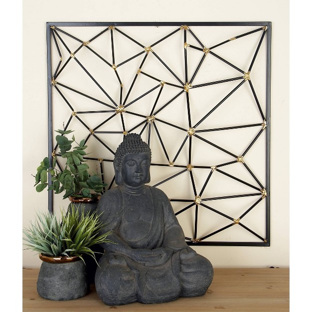 Metal Geometric Wall Decor With Black Frame And Gold Points Black Cosmoliving By Cosmopolitan