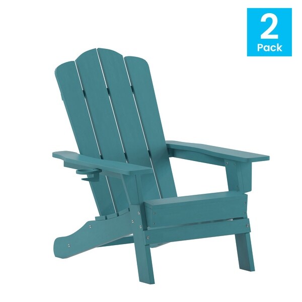 Set of 2 Commercial AllWeather Adirondack Chairs with Cupholders