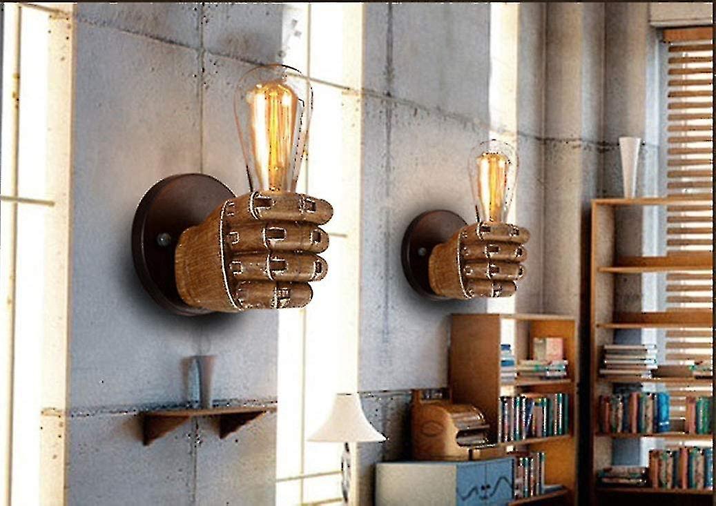 Retro Fist Shaped Wall Sconce - E27 Edison Downlight For Hallway， Kitchen， Bedroom， Dining Room， Cafe (right Hand)