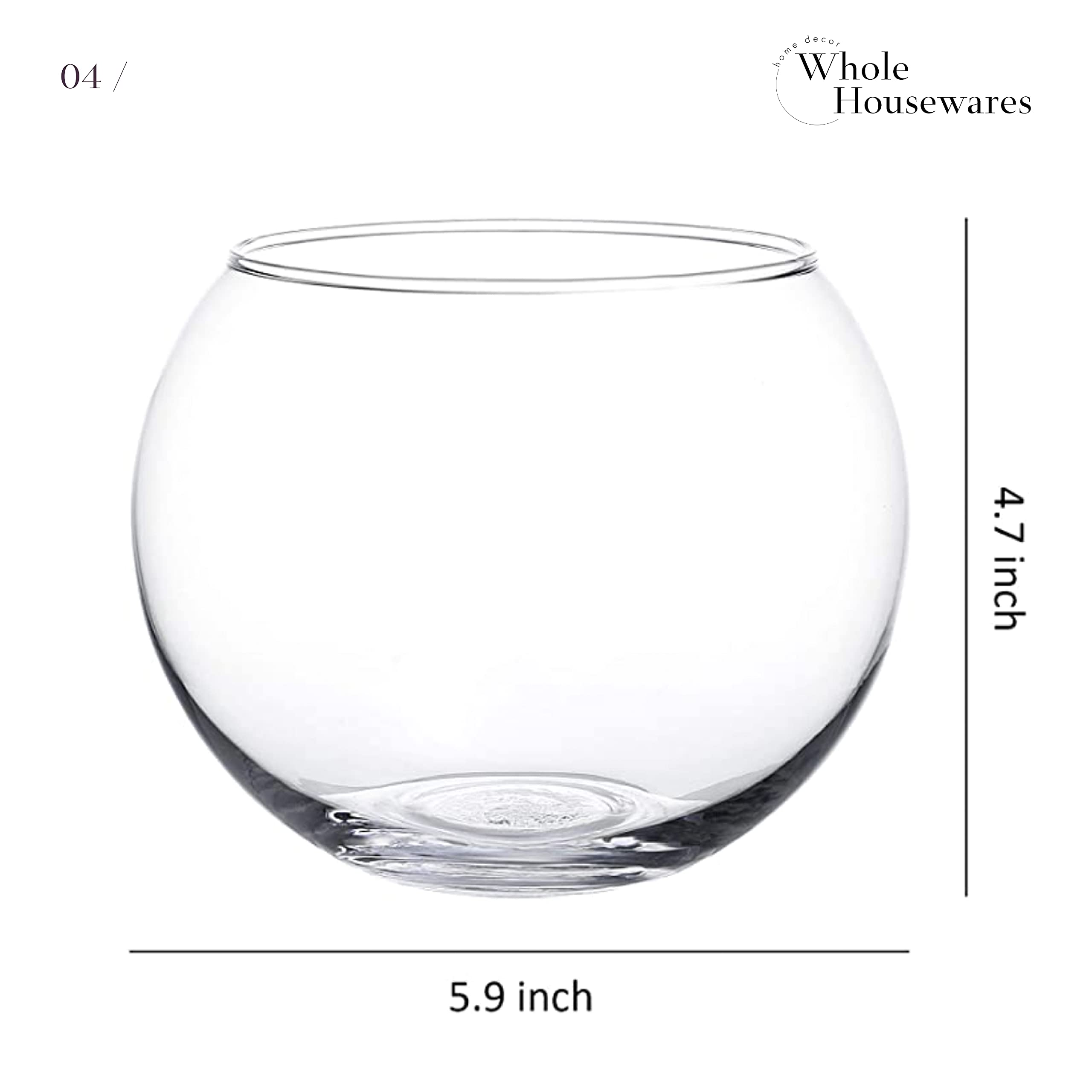 Clear Bubble Bowl Glass Vase-Glass Round Vase-Glass Fish Bowl-Glass Terrarium (D6 X H4.75 Inch 4pcs)