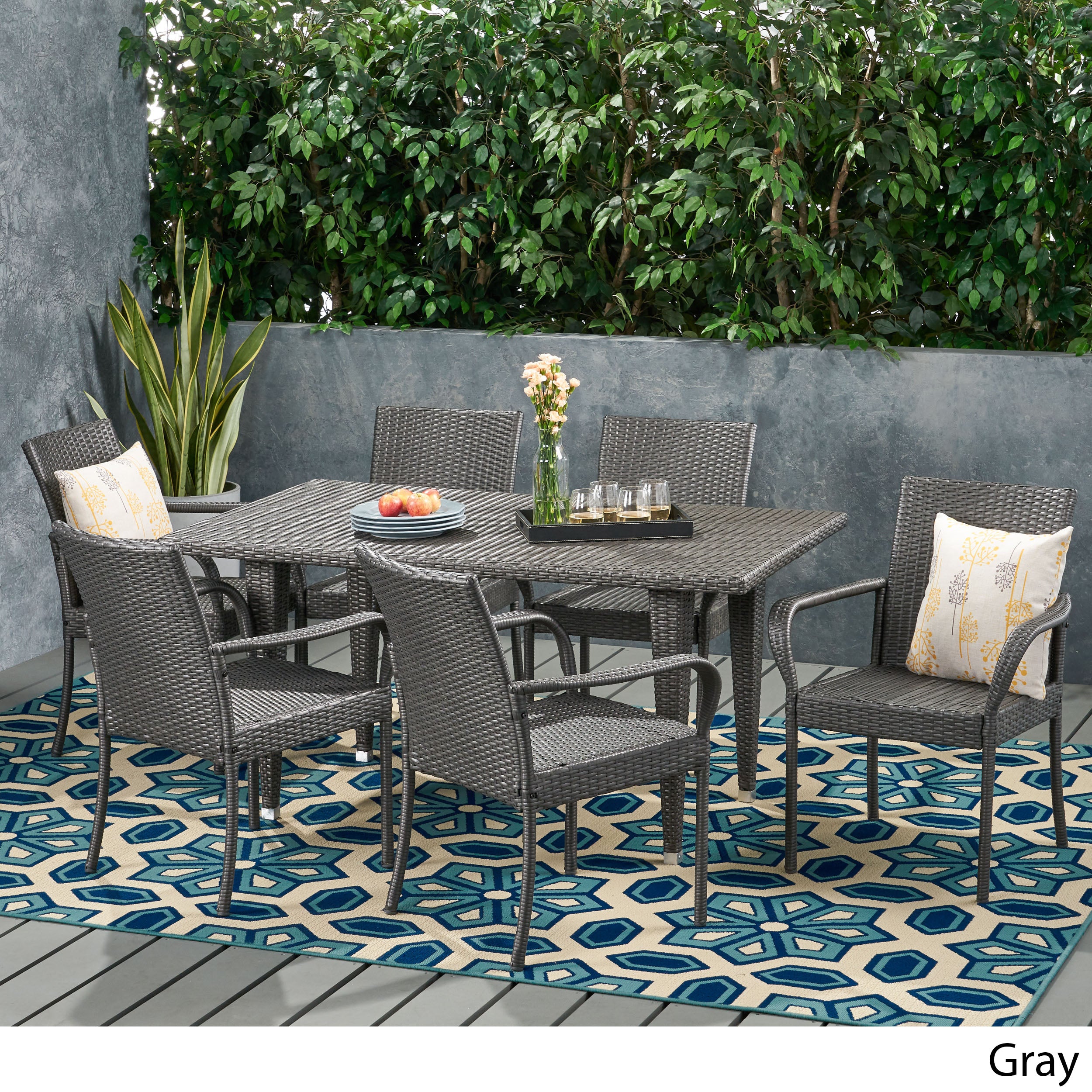 Havik Outdoor Contemporary 6 Seater Wicker Dining Set